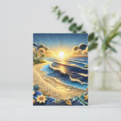 Ocean Sunset | Happy Birthday Postkarte (Stehend Vorderseite)