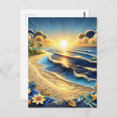 Ocean Sunset | Happy Birthday Postkarte (Vorne/Hinten)