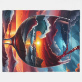 "Ocean Sunset in Wine Glass - Surreal Seascape Art Fleecedecke (Vorderseite (Horizontal))