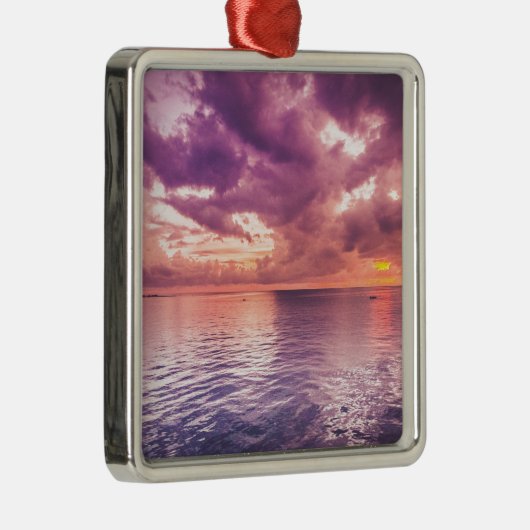 Ocean Sunset Inspiration Silbernes Ornament (Rechts)
