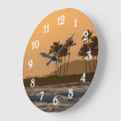 Ocean Sunset Kauai Hawaii Große Wanduhr (Winkel)