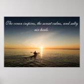Ocean Sunset Kayak Kanu Inspiration Zitat Poste Poster (Vorne)