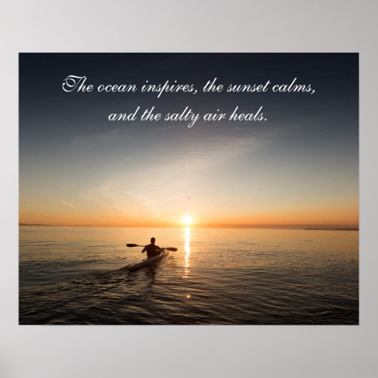 Ocean Sunset Kayak Kanu Inspiration Zitat Poste Poster (Vorne)