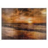 Ocean Sunset Landscape Glass Cutting Board Schneidebrett (Vorderseite)