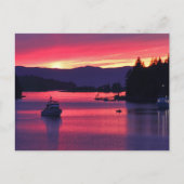 Ocean Sunset mit Booten im Hafen Postkarte (Vorderseite)