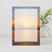 Ocean Sunset mit Imitate Vellum Overlay Wedding (Stehend Vorderseite)