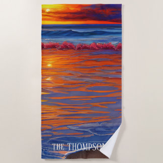 Ocean Sunset mit Personalisiertem Namen Strandtuch