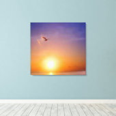 Ocean Sunset mit Seagull Leinwanddruck (Insitu (Holzboden))