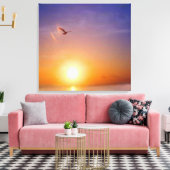 Ocean Sunset mit Seagull Leinwanddruck (Insitu (Wohnzimmer))