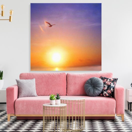 Ocean Sunset mit Seagull Leinwanddruck (Insitu (Wohnzimmer))
