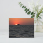 Ocean Sunset mit Seagull Postcard Postkarte (Stehend Vorderseite)