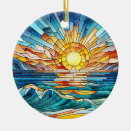 Ocean Sunset Mosaik Art Keramik Ornament