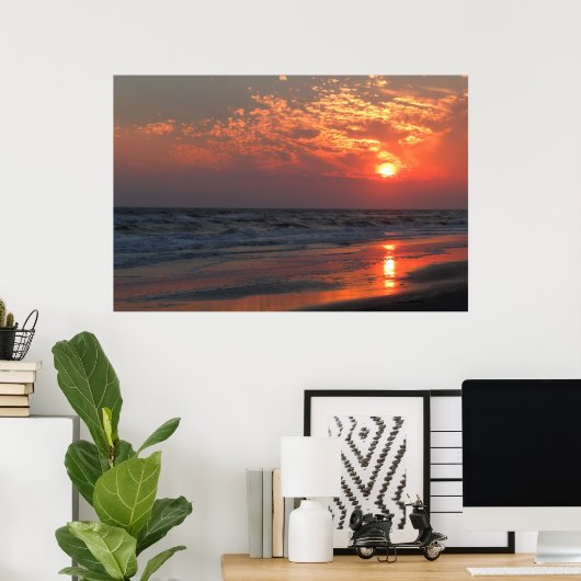 Ocean Sunset - Oak Island, NC Poster (Heimbüro)