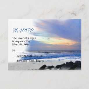 Ocean Sunset on Beach RSVP Card
