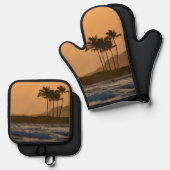 Ocean Sunset on Kauai Hawaii Ofenhandschuh & Topflappen-Set (Vorderseite/Rückseite)