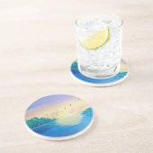 Ocean Sunset Original Oil Malerei auf einem Unters Getränkeuntersetzer (Seite)