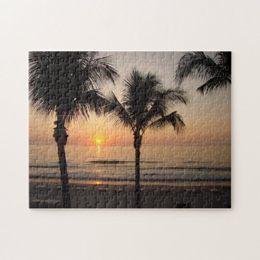 Ocean Sunset Palm Trees Florida Fotografy Puzzle (Horizontal)
