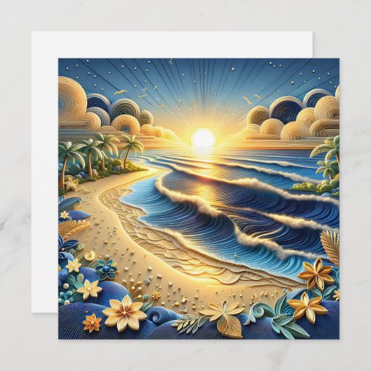 Ocean Sunset | Papierabdruckeffekt Ai Art (Vorne/Hinten)