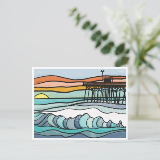 Ocean Sunset Pipe Print Postkarte (Stehend Vorderseite)