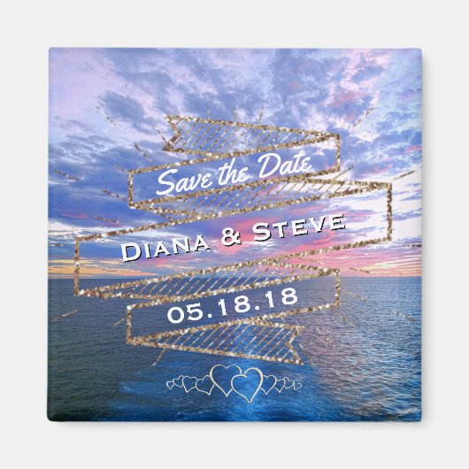 Ocean Sunset Romantic Beach Hochzeit Save the Date Magnet (Vorne)