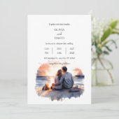 Ocean Sunset Romantic Couple Landschaft Strand Hoc Einladung (Stehend Vorderseite)