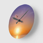 Ocean Sunset Runde Wanduhr (Winkel)