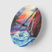 Ocean Sunset Runde Wanduhr (Winkel)
