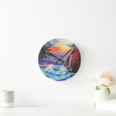 Ocean Sunset Runde Wanduhr (Zuhause)