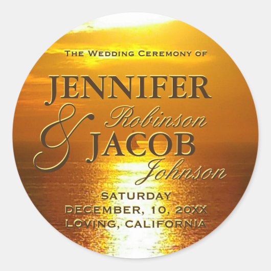 Ocean Sunset Runder Aufkleber (Vorderseite)