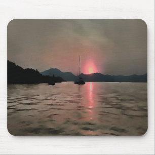 Ocean Sunset Sailboat Sunset Bozburun Marmaris Mousepad