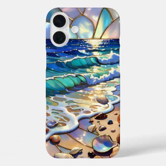 Ocean Sunset Seashell iPhone Case Coastal Art (Rückseite)
