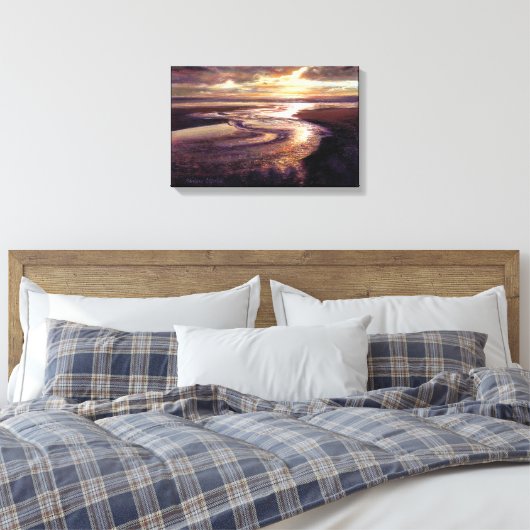 "Ocean Sunset Swirl" Galerie Umhüllte Canvas Print Leinwanddruck (Insitu (Schlafzimmer))
