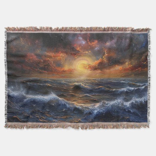 Ocean Sunset Throw Blanket Decke (Vorderseite)