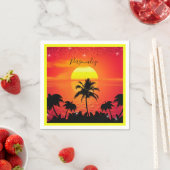 Ocean Sunset Tropical Beach Palm Bäume personalisi Serviette (Beispiel)