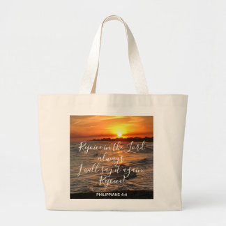 Ocean Sunset, w/ Scripting Verse Philippians 4:4 Jumbo Stoffbeutel