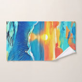 Ocean Sunset Wave Art Badhandtuch Set (Handtuch)