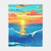 Ocean Sunset Wave Art Fleecedecke (Vorderseite)