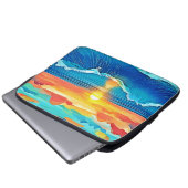 Ocean Sunset Wave Art Laptopschutzhülle (Vorne Knopf)