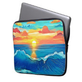 Ocean Sunset Wave Art Laptopschutzhülle (Vorderseite Links)
