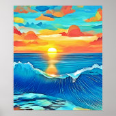 Ocean Sunset Wave Art Poster (Vorne)