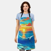 Ocean Sunset Wave Art Schürze (Getragen)