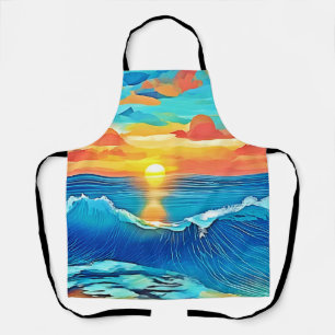 Ocean Sunset Wave Art Schürze