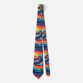 Ocean Sunset Waves Neck Tie Krawatte