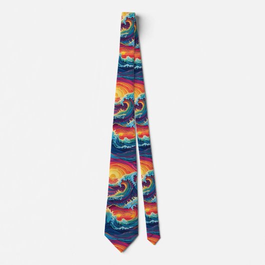 Ocean Sunset Waves Neck Tie Krawatte (Vorderseite)
