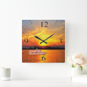 Ocean Sunset Yacht (behalt oder Entfernung der Yac Quadratische Wanduhr (Zuhause)