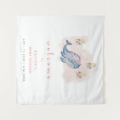 Ocean Sweet Whale Floral Baby Dusche Begrüßungszei Wandteppich (Vorderseite (Horizontal))