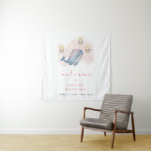 Ocean Sweet Whale Floral Baby Dusche Begrüßungszei Wandteppich (Beispiel)