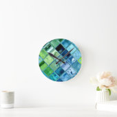 Ocean Teal Glass Mosaic Tile Art Runde Wanduhr (Zuhause)