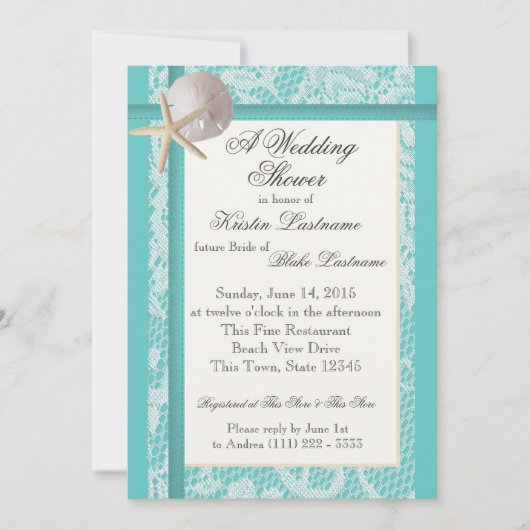 Ocean Theme Aqua Polterabend Einladung (Vorderseite)