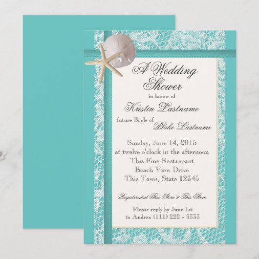 Ocean Theme Aqua Polterabend Einladung (Vorne/Hinten)